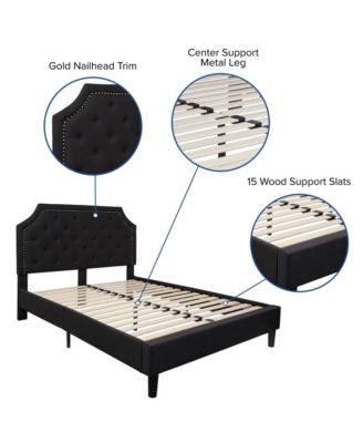 Provence Platform Bed With Slatted Support Contemporary Tufted Upholstery With Accent Nail Trim