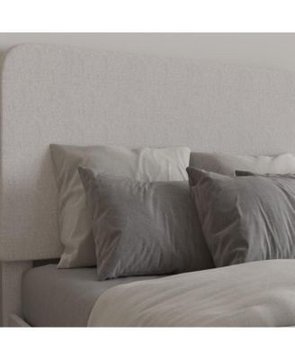 Remi Platform Bed With Headboard - Upholstered Frame - 14 Wooden Slats - No Box Spring Required