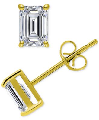 Cubic Zirconia Baguette Solitaire Stud Earrings