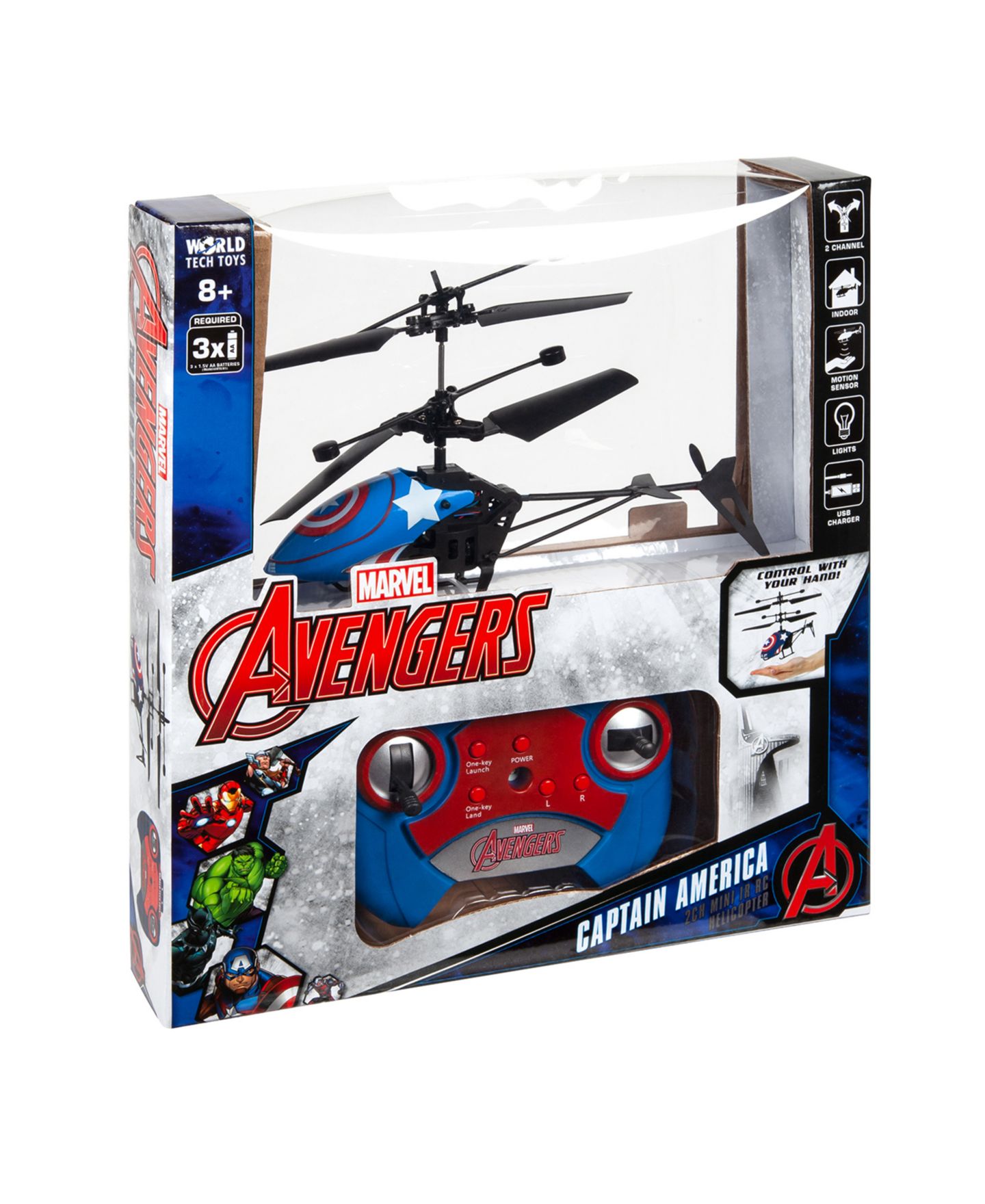 Детская игрушка World Tech Toys Marvel Captain America 2-Channel Motion-Sensitive Mini IR RC Helicopter — фото 8