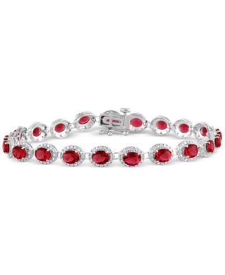 Macy's - Emerald (8 ct. t.w.) & Diamond (3/4 ct. t.w.) Halo Tennis Bracelet in 14k White Gold (Also in Ruby & Sapphire)