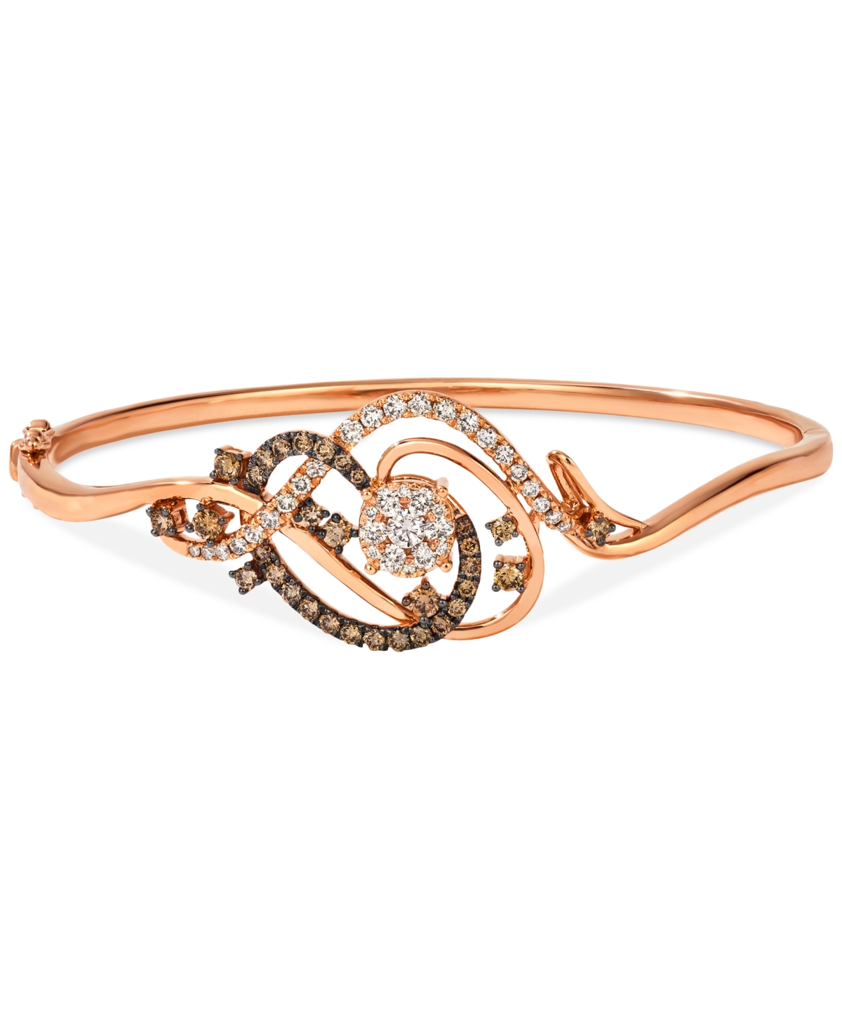 Le Vian Crazy Collection Chocolate Diamond & Nude Diamond Bangle Bracelet (1-1/2 Ct. T.w.) In 14k Rose Gold