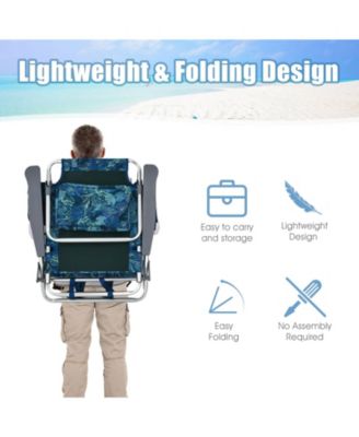 2 Pieces Folding Backpack Beach Chair with Pillow