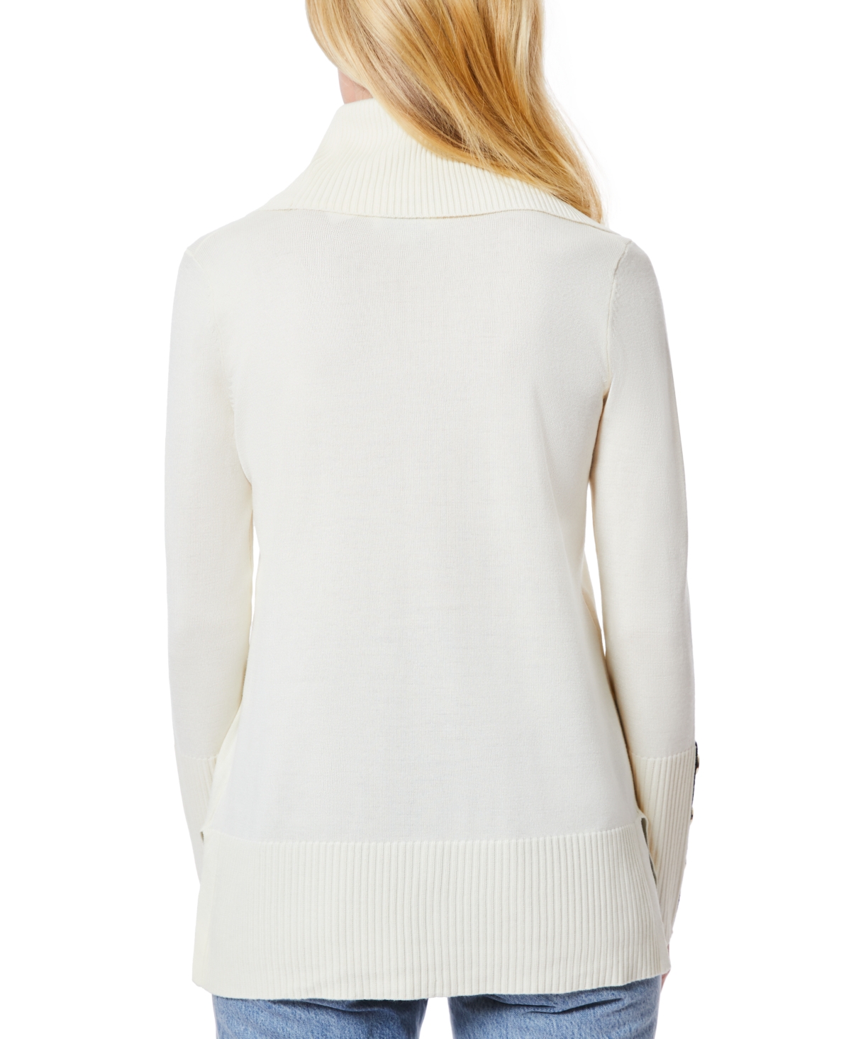 Melissa Paige Women's Contrast-Cuff Cowlneck Sweater