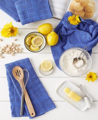 Basic Terry Collection Windowpane Dishtowel Set, 16x26", Blueberry Solid, 4 Piece