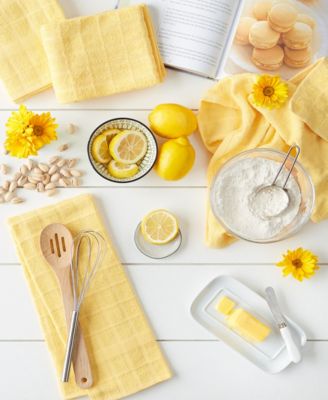 Basic Terry Collection Windowpane Dishtowel Set, 16x26", Yellow Solid, 4 Piece