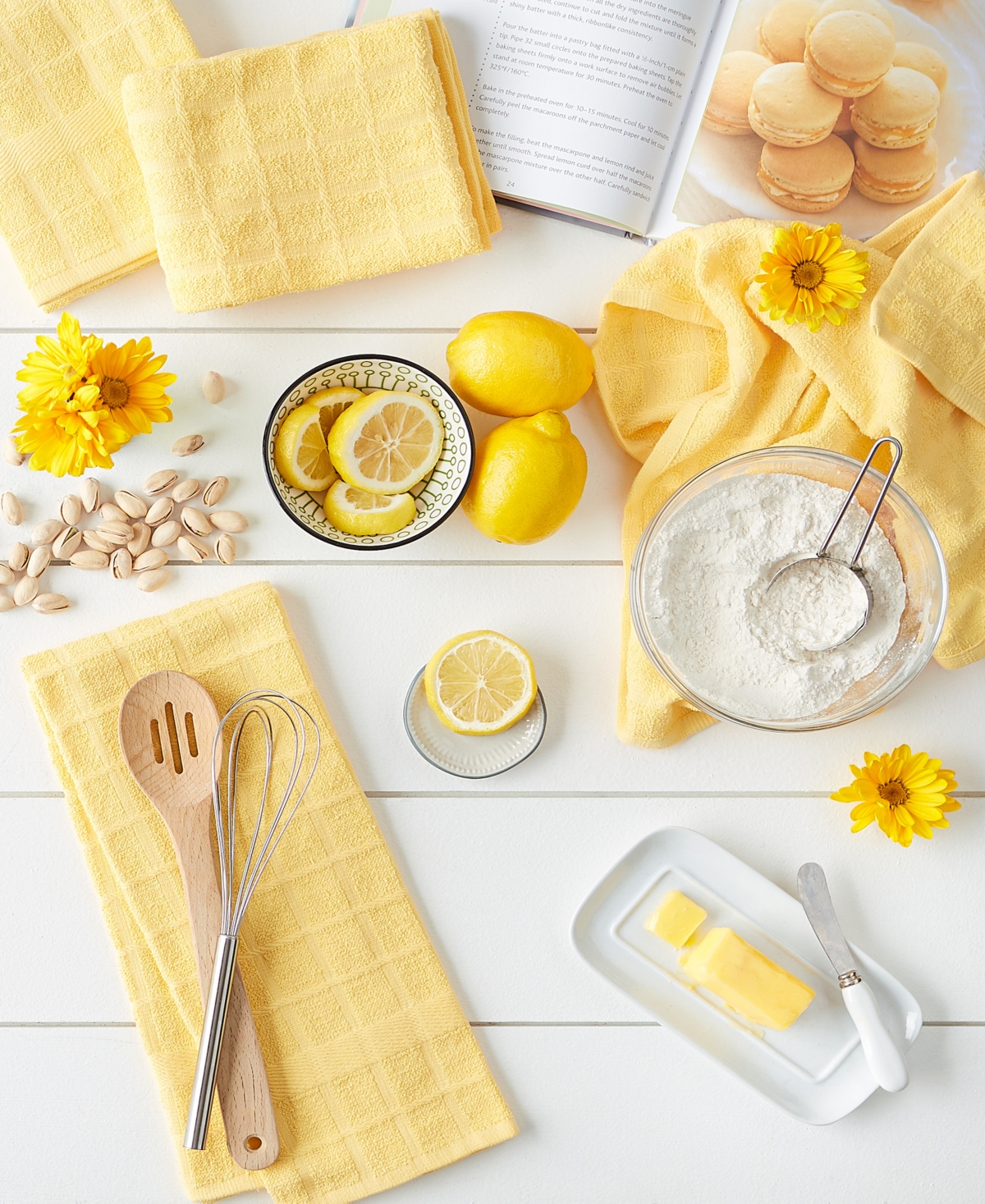 Design Imports Basic Terry Collection Windowpane Dishtowel Set, 16x26", Yellow Solid, 4 Piece In Yellow Solid