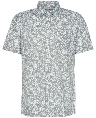 Men's Jackstone Short Sleeve Button-Front Leaf Print Shirt