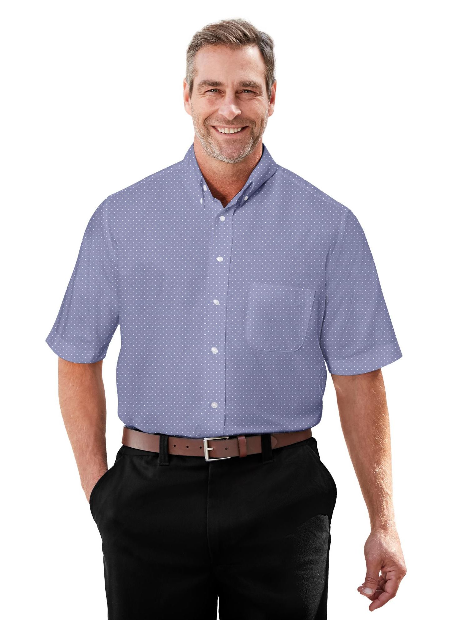 Мужские туфли KingSize Short-Sleeve Wrinkle-Free Everyday Oxford, цвет: Синий — фото 1