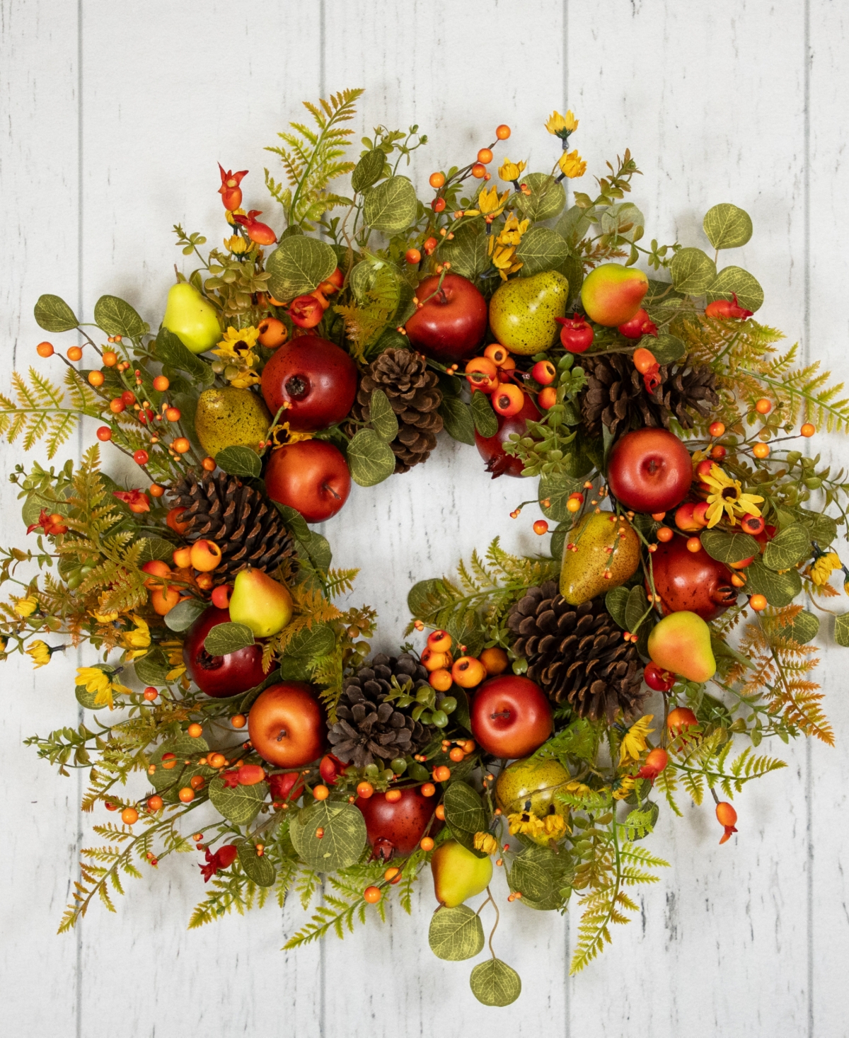 Northlight Apples And Pears Artificial Fall Harvest Wreath In Green