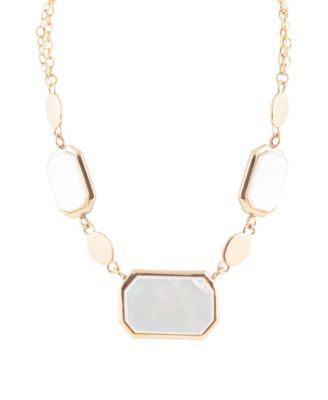 Bold Genuine White Mother of Pearl Abstract Statement Necklace