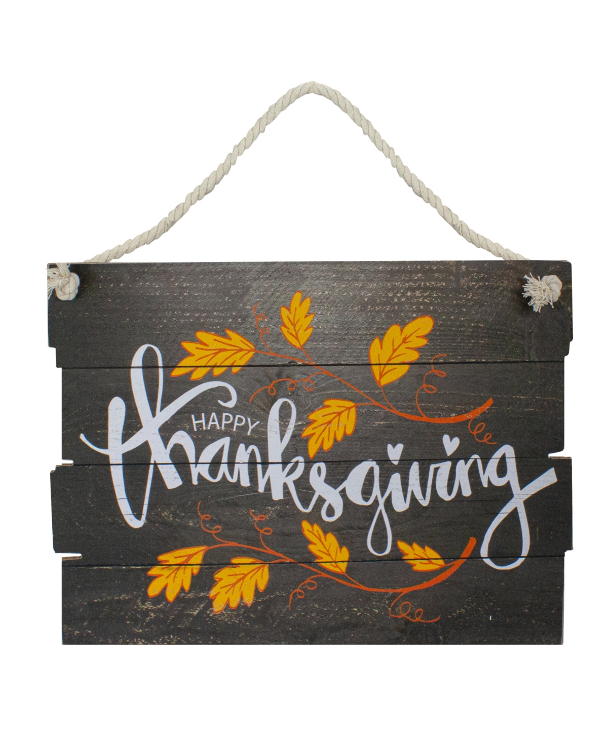 15" Wooden 'Happy Thanksgiving' Hanging Wall Sign - Brown