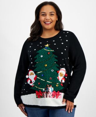 Holiday Lane Plus Size Claus Sweater, Created for