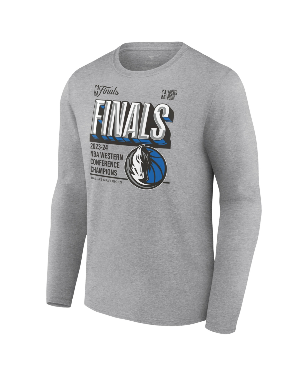 Fanatics Men'sDallas Mavericks 2024 Western Conference Champions Long Sleeve Locker Room T-Shirt - Steel