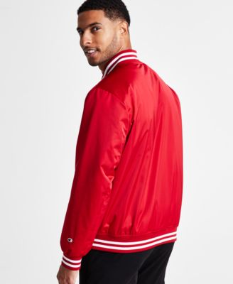 Men's Classic Logo Striped-Trim Varsity Jacket
