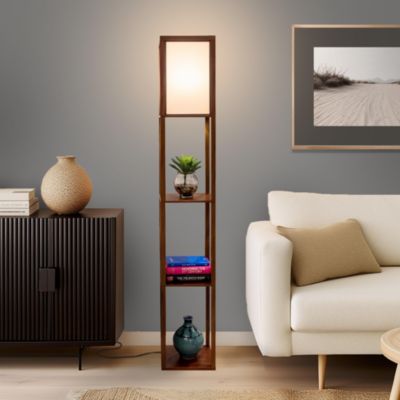 Maxwell 63" LED Shelf Column Floor Lamp with Lantern Shade