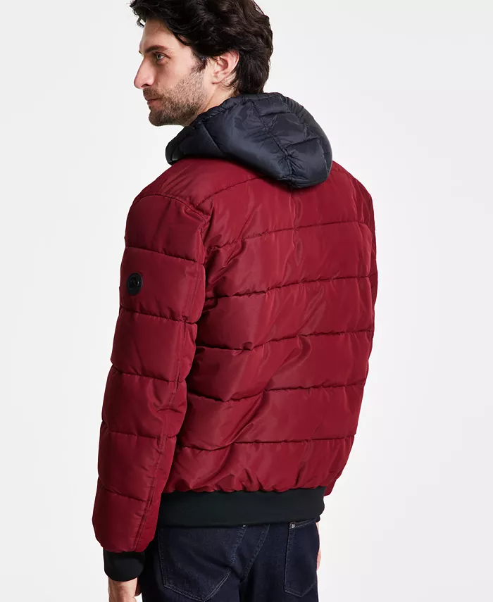 Men's Hooded Puffer Bomber Jacket - thumbnail 2