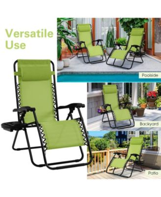 2 Pieces Folding Lounge Chair with Zero Gravity