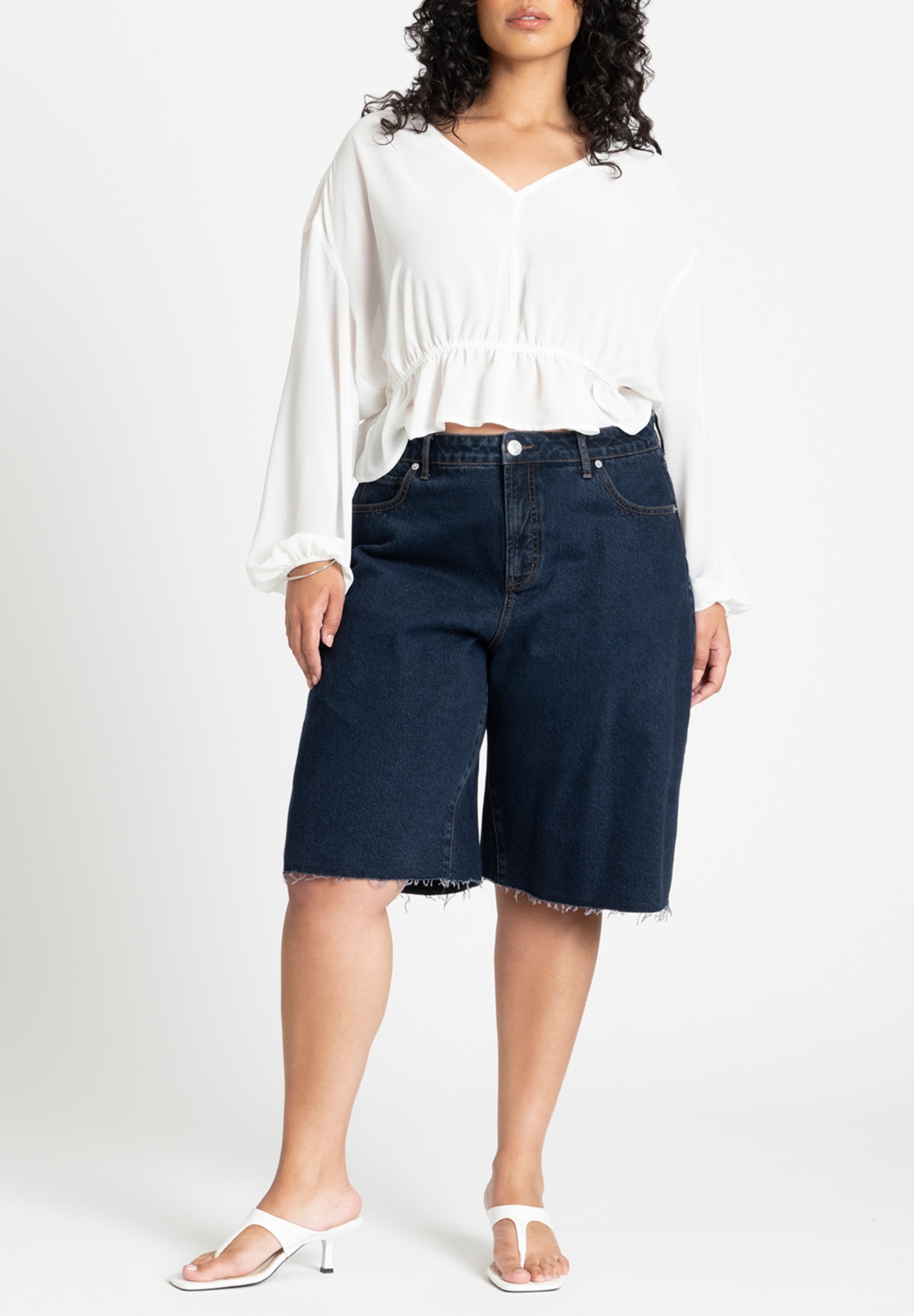Eloquii Plus Size Relaxed Peasant Blouse