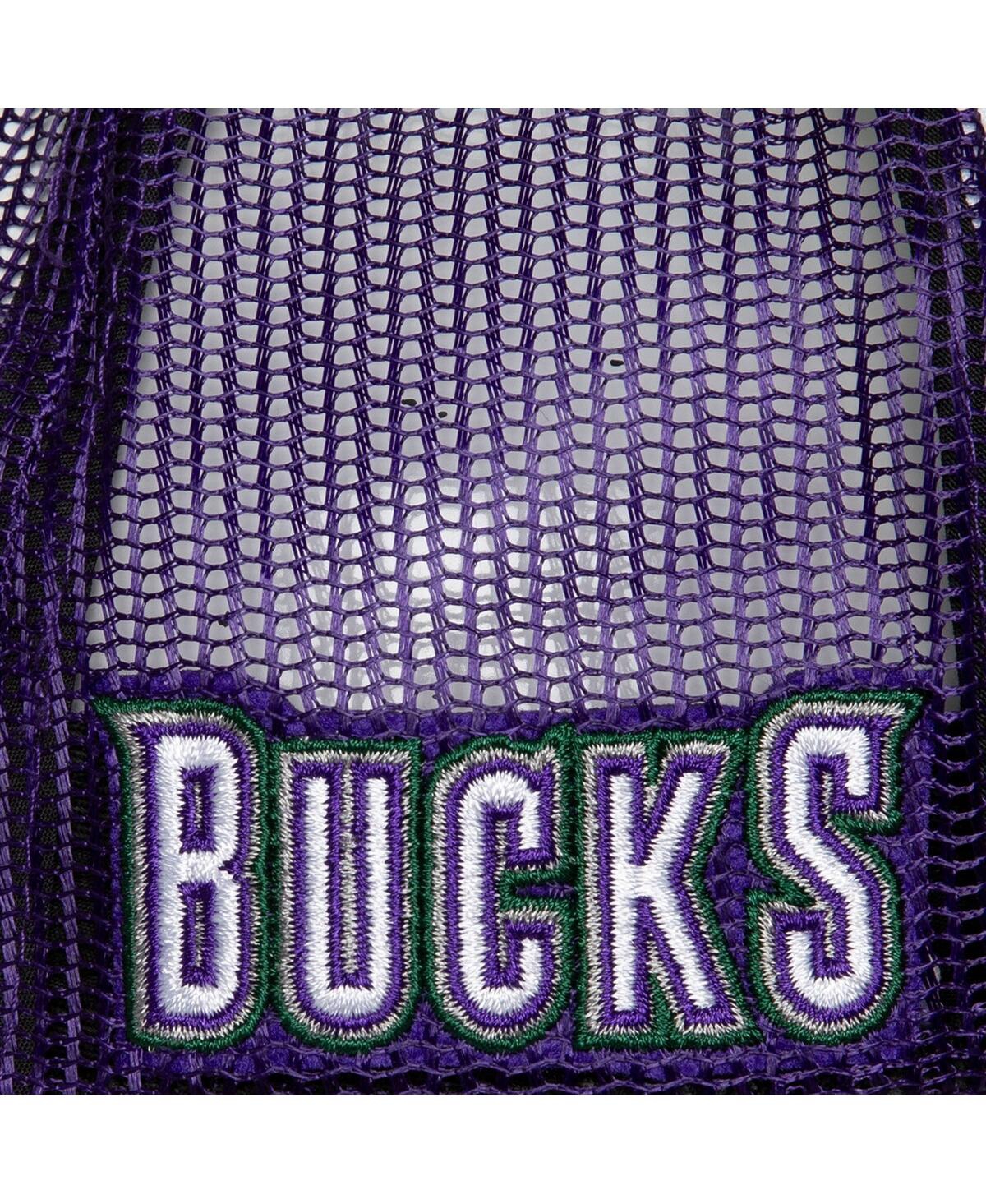 Mitchell & Ness Mitchell Ness Men's White Milwaukee Bucks Hardwood Classics Blocker Foam Front Trucker Snapback Hat In White