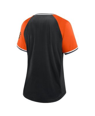 Women's Black San Francisco Giants Glitz Glam League Diva Raglan V-Neck T-Shirt