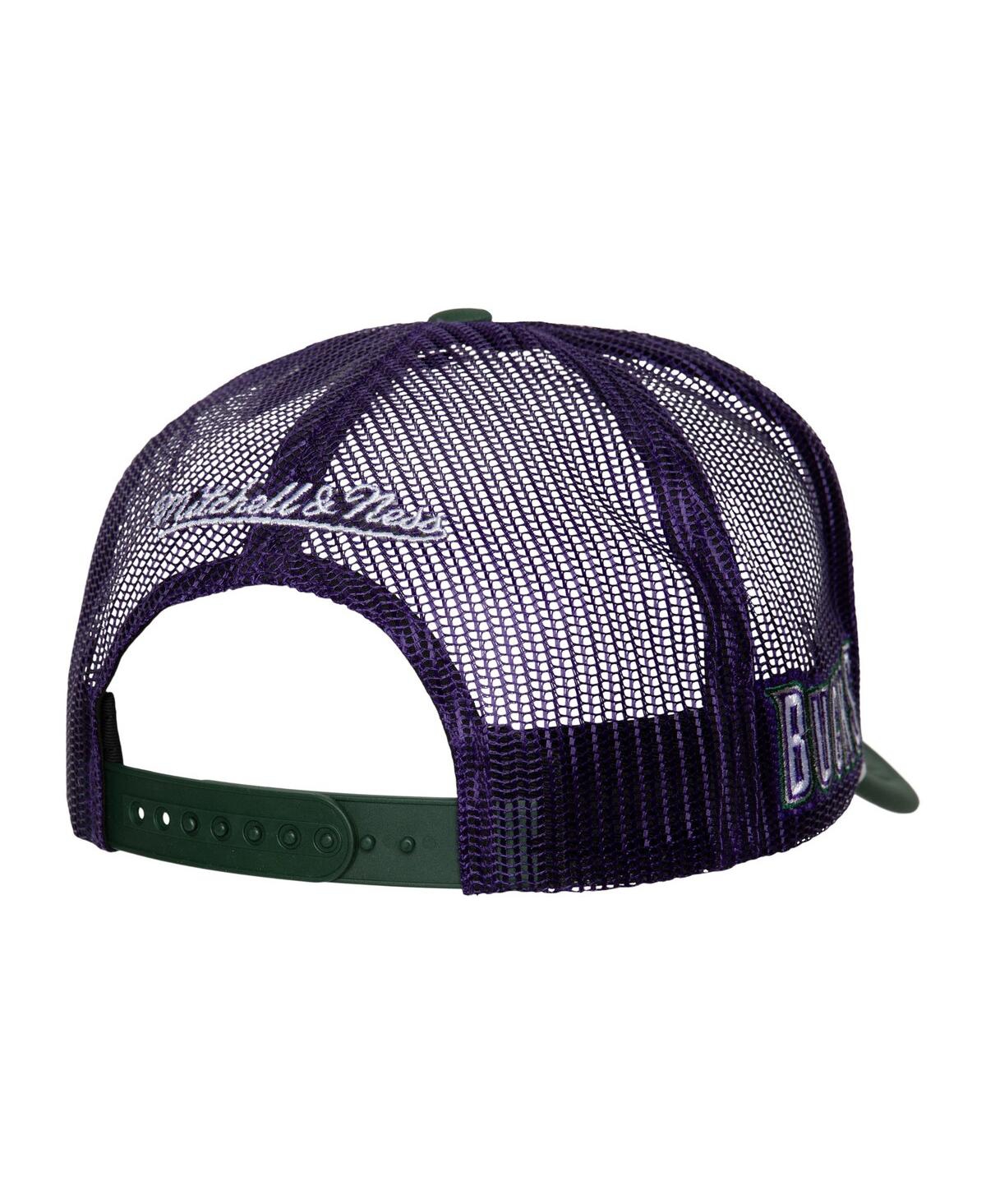 Mitchell & Ness Mitchell Ness Men's White Milwaukee Bucks Hardwood Classics Blocker Foam Front Trucker Snapback Hat In White