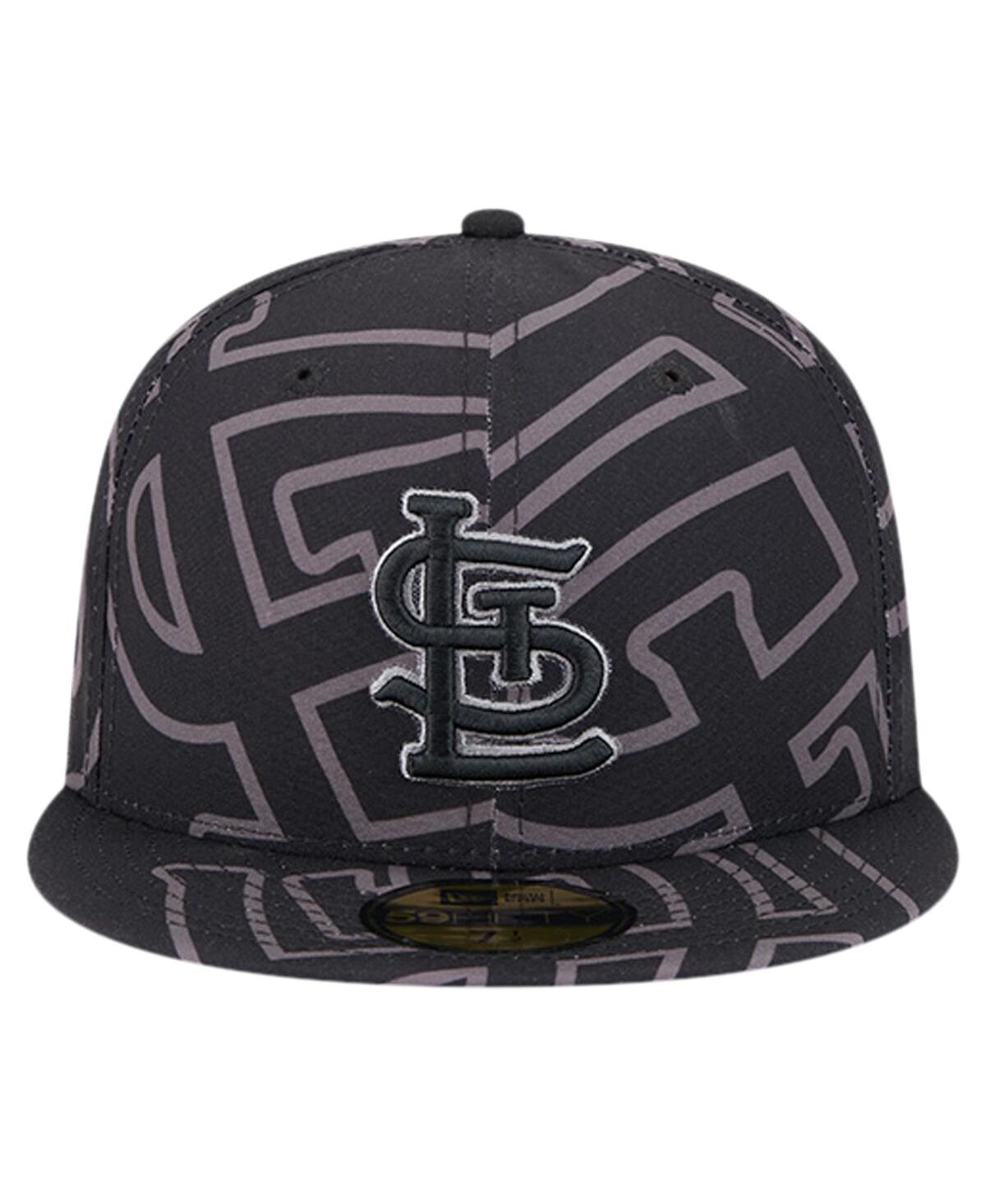 New Era Men'sSt. Louis Cardinals Logo Fracture 59FIFTY Fitted Hat - Black, Graphite