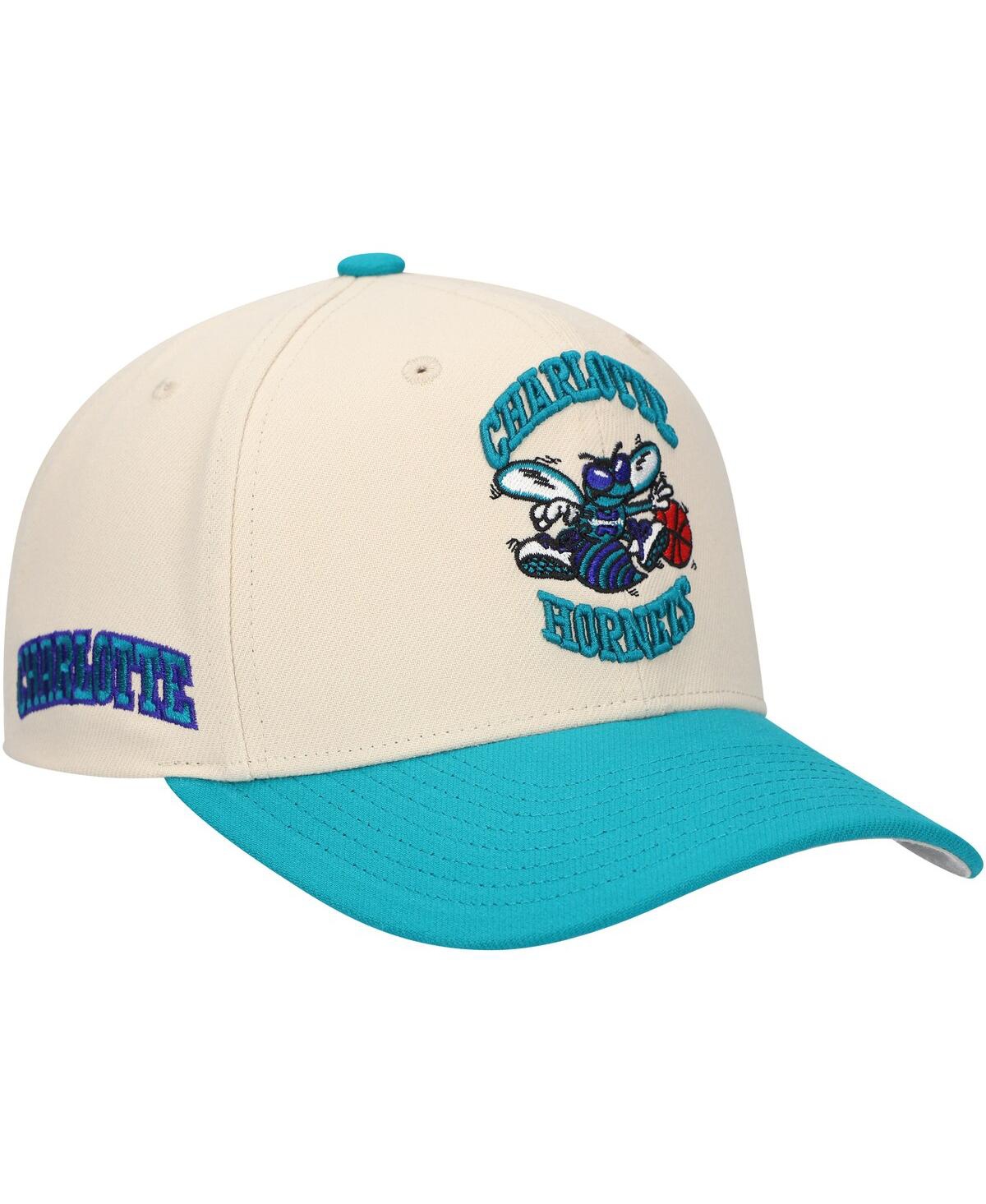Mitchell & Ness Mitchell Ness Men's Cream Charlotte Hornets Game On Two-tone Pro Crown Adjustable Hat In White