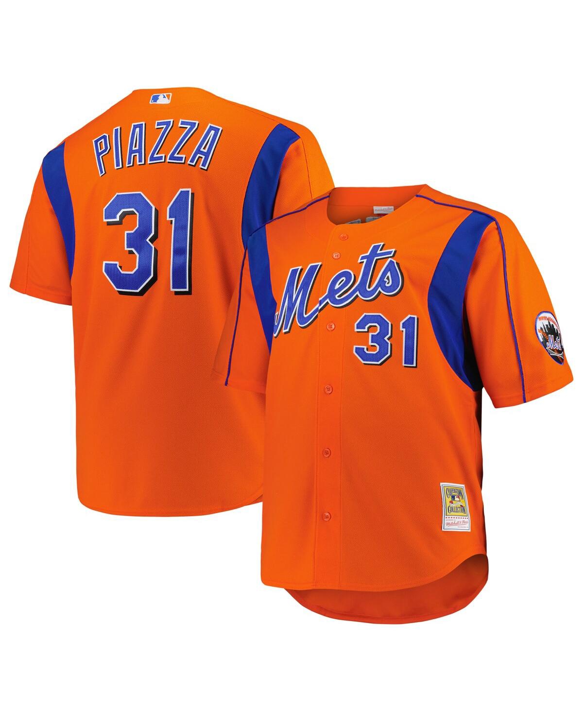 Mitchell Ness Men's Mike Piazza Orange New York Mets Big Tall Cooperstown Collection Mesh Batting Practice Jersey - Orange