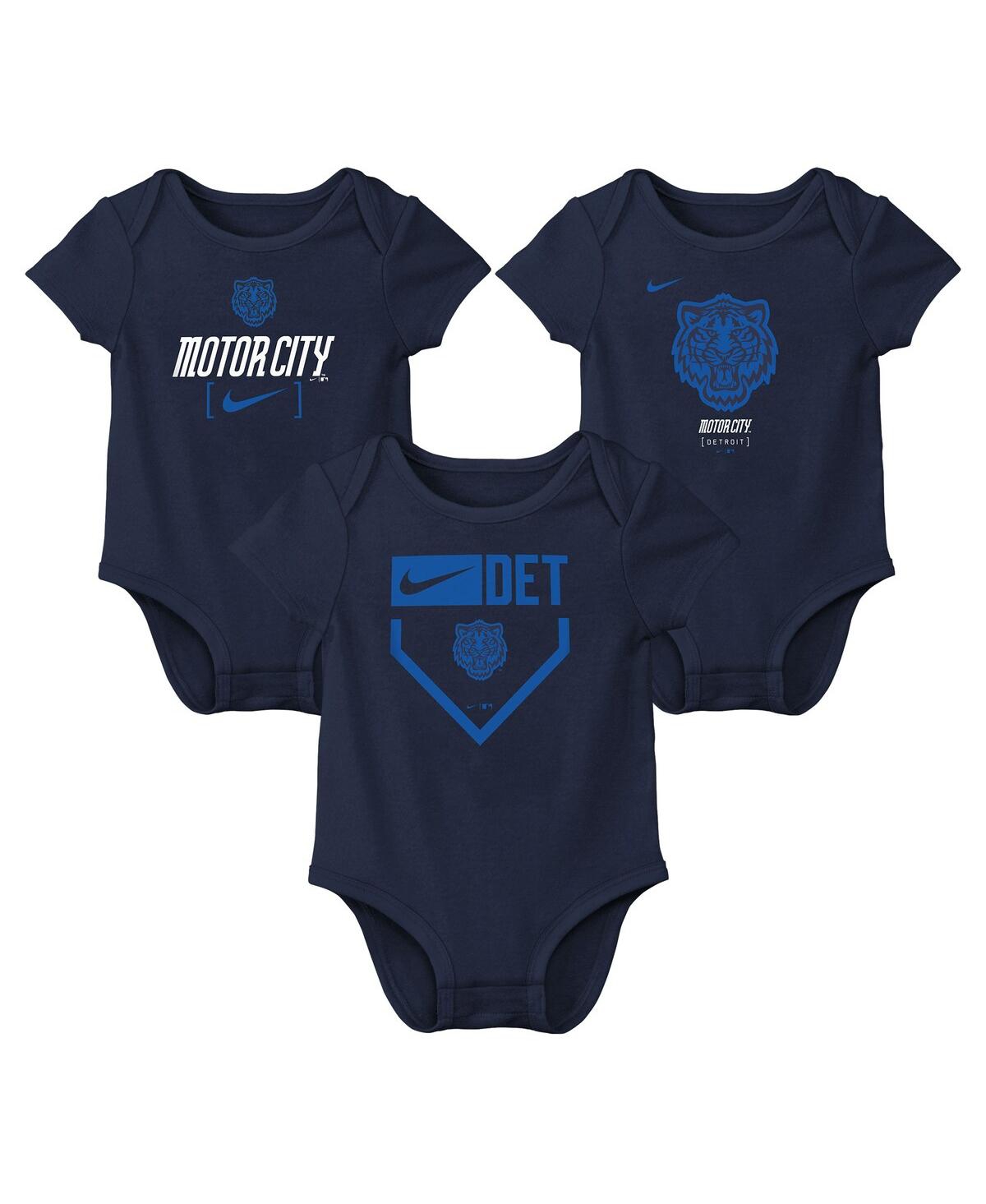 Nike Newborn Navy Detroit Tigers 2024 City Connect Three-piece Bodysuit Set In Blue