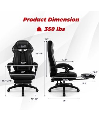 Adjustable E-Sports Racing Style Chair with Padded Headrest, Lumbar Support