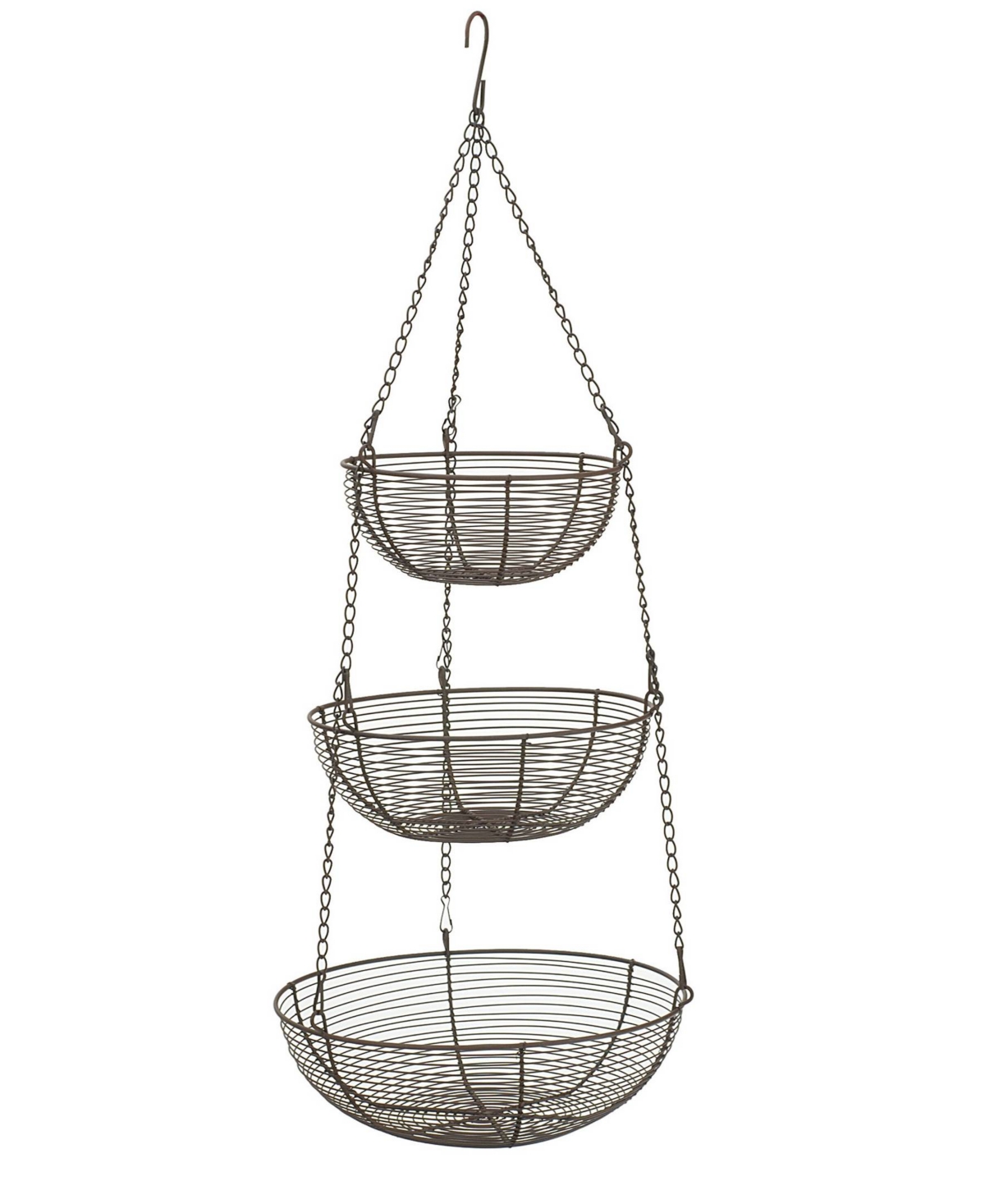 Shop Rsvp International Woven Wire 3 Tier Bronze Hanging Basket In Brown