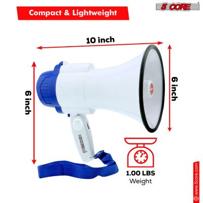 Megaphone Bullhorn Speaker 30W Mini Bull Horn Battery Power Cheer Megafono 800 Feet Range Loudspeaker 8R-USB WoB