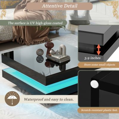  Glossy Square LED Coffee Table (16 Colors)
