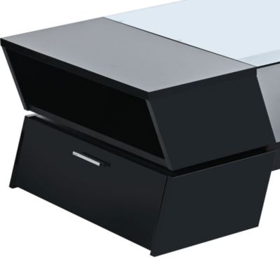 Geometric Glass Coffee Table with Storage