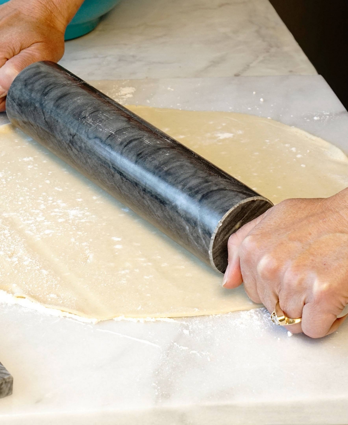 RSVP INTERNATIONAL 17.5" GREY MARBLE ROLLING PIN WITH STAND 