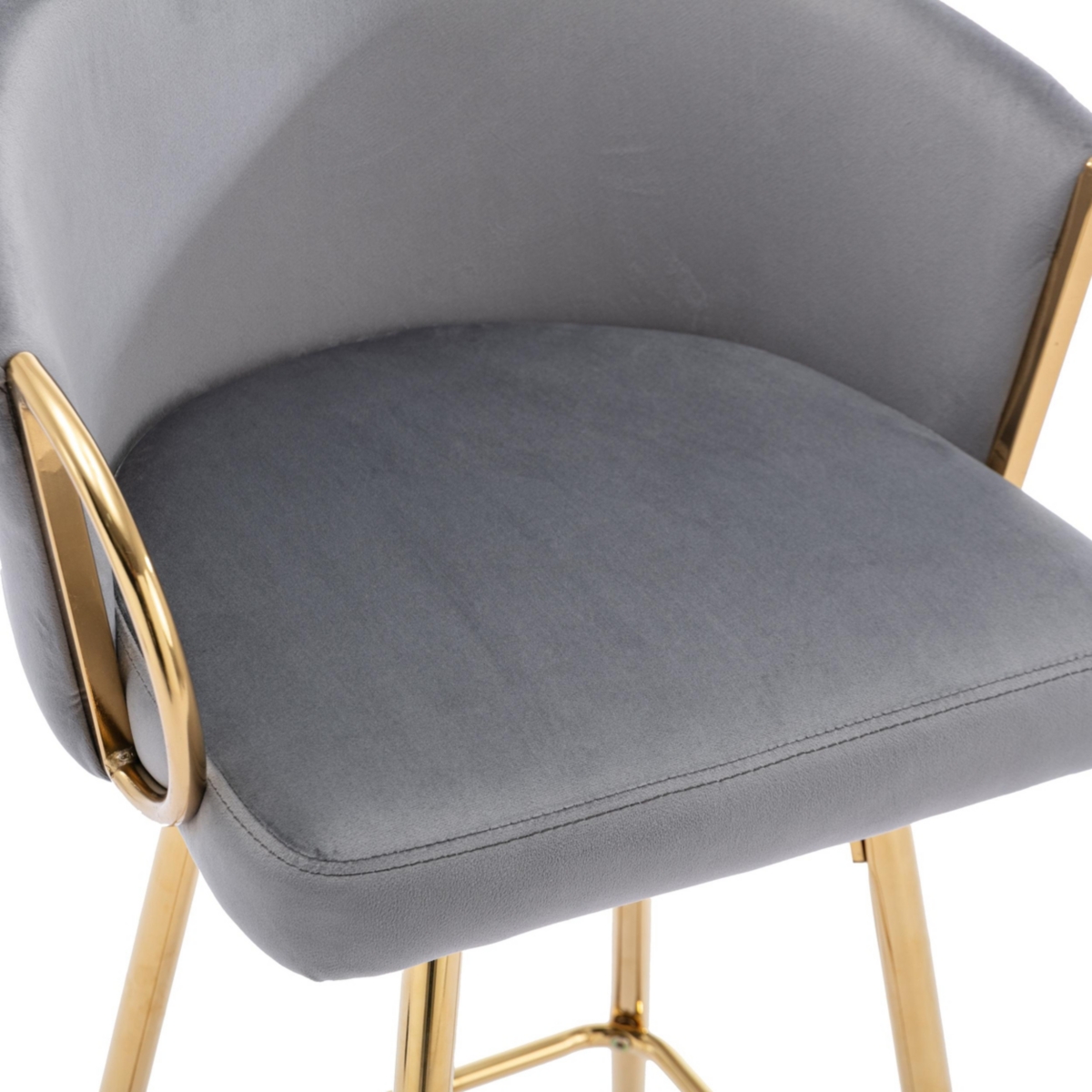 Streamdale Furniture 26 Inch Set Of Bar Stools, With Chrome Footrest And Base Velvet + Leg Simple Barstool