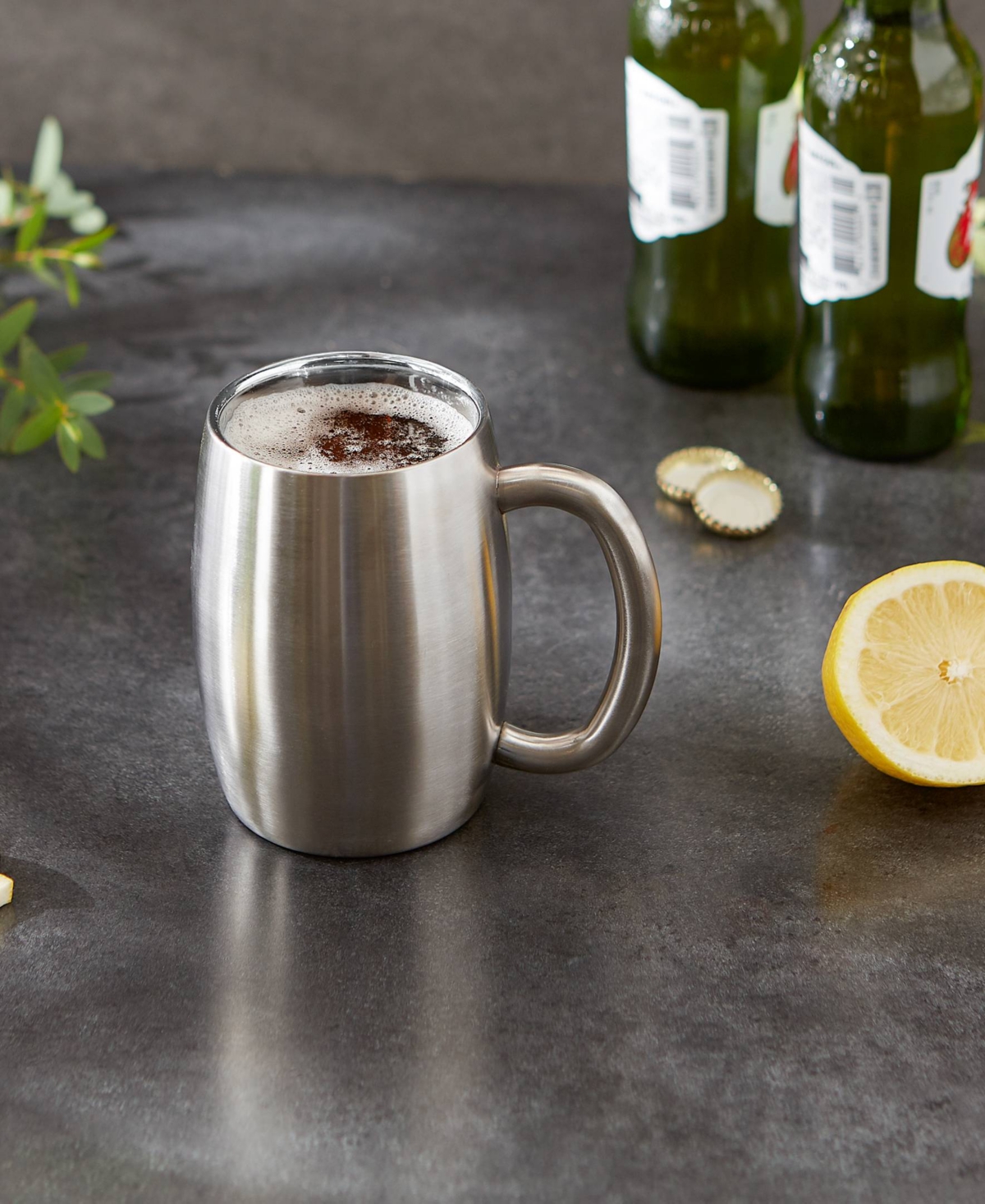 Shop Rsvp International Endurance Stainless Steel Double Wall Beer Mug 15 Ounce In Gray