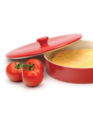 11" D Stoneware Red Tortilla Warmer