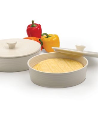 8.5" D Stoneware White Tortilla Warmer