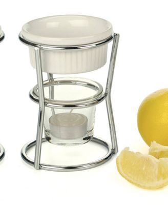 Stoneware 2 Piece 3x3x5" Promo Butter Warmer Set