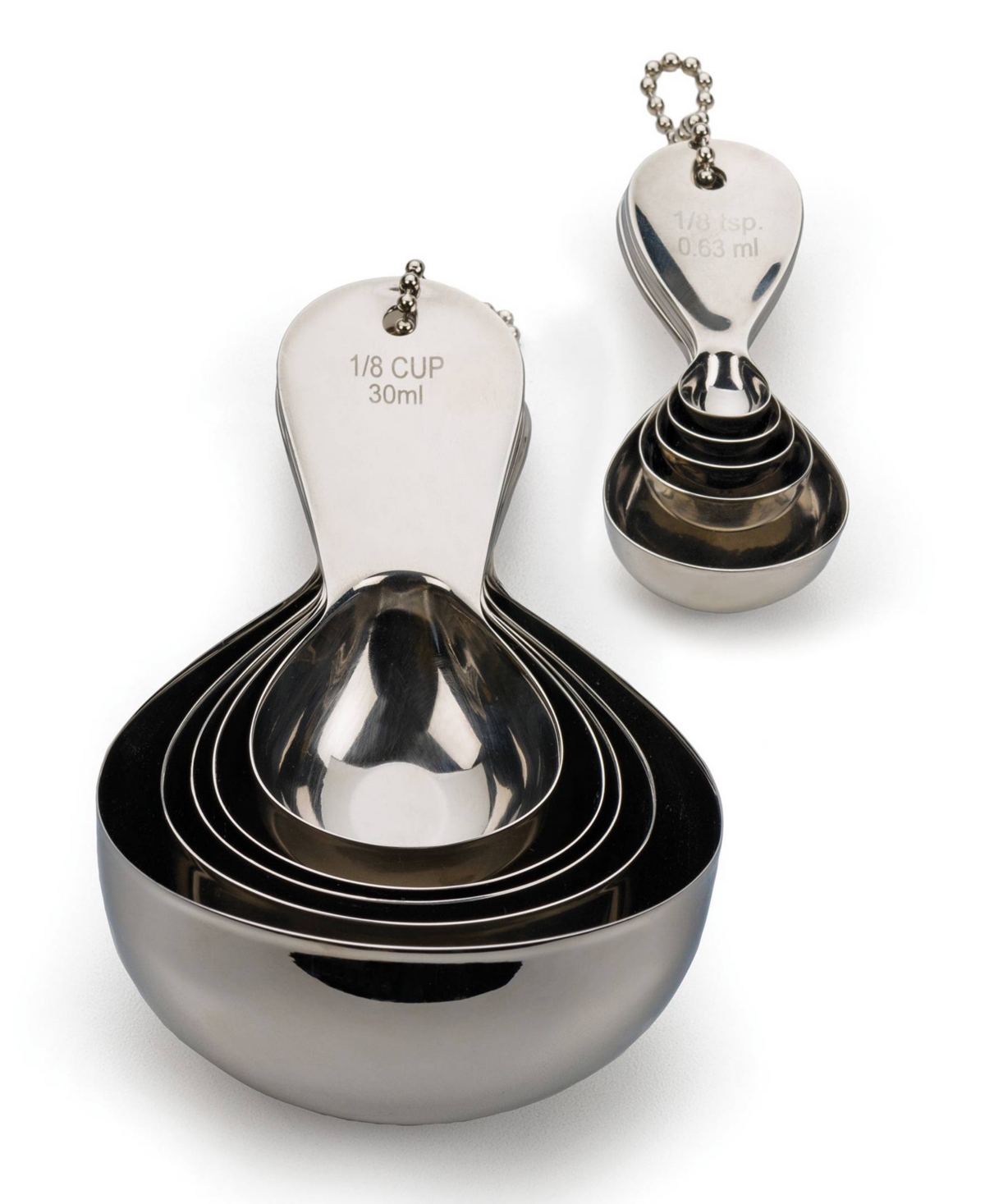 Rsvp International Endurance 18/8 Stainless Steel 5 Piece Teardrop Measuring Cup Set In Gray