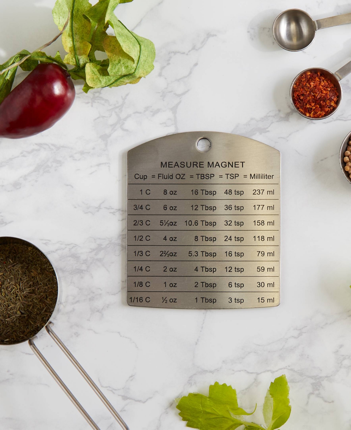 Rsvp International Endurance Stainless Steel 3.5 X 4.125" Measurement Magnet In Gray