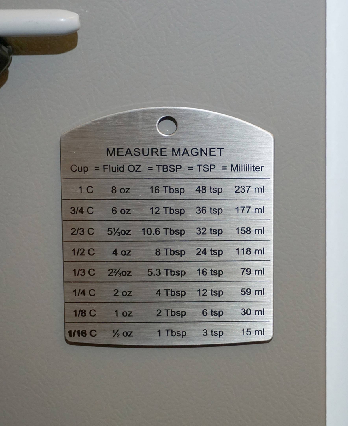 Rsvp International Endurance Stainless Steel 3.5 X 4.125" Measurement Magnet In Gray