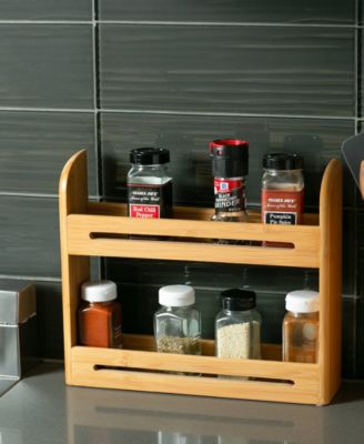 Wood 12&amp;quot; x 2.75&amp;quot; x 10.25&amp;quot; Spice Rack jars not included