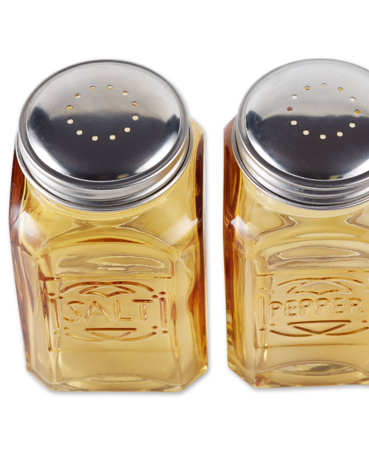 Rsvp International Retro Glass Amber 2 Piece 8 Ounce Retro Style Salt Pepper Set In Yellow