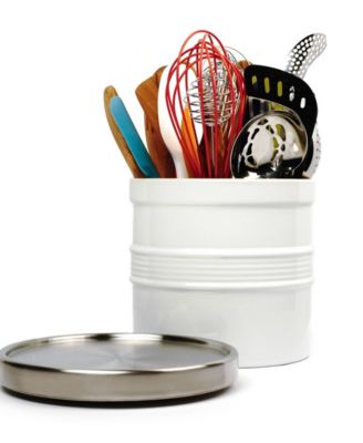 Stoneware 7.5" D x 7" H White Oversized Tool Crock