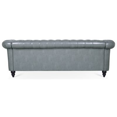 84.65" Rolled Arm Chesterfield 3-Seater Sofa