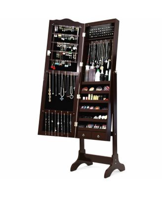 14 LED Jewelry Armoire Cabinet with Full Length Mirror and 4 Tilting Angles