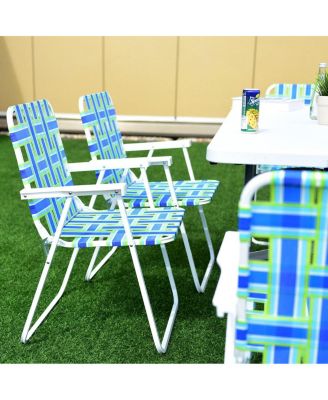 6 Pieces Folding Beach Chair Camping Lawn Webbing Chair